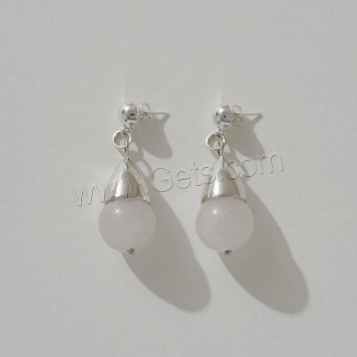 Brass Stud Earring, with Quartz, plated, for woman, silver color 