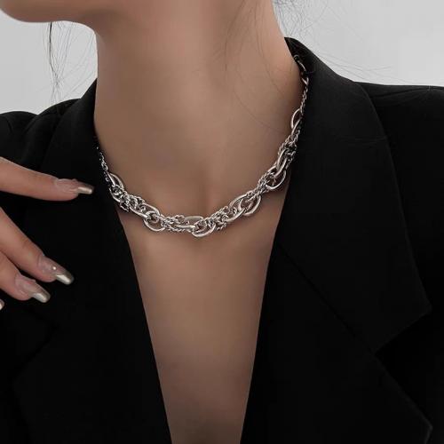 Ожерелье ручной латунные, Латунь, Другое покрытие, Женский, серебряный, длина:Приблизительно 39 см, продается PC