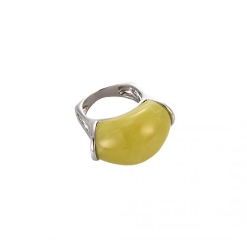 Gemstone Brass Finger Ring, with Jade New Mountain, plated & for woman, silver color 