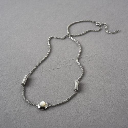 Brass Jewelry Necklace, with Black Agate & White Shell, with 5CM extender chain, plated, for woman Approx 40 cm 