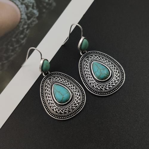 Zinc Alloy Drop Earring, with Gemstone, fashion jewelry & for woman 