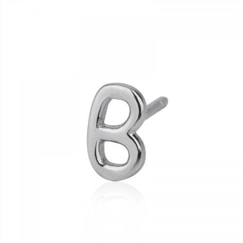 925 Sterling Silver Stud Earring, Alphabet Letter, Unisex 