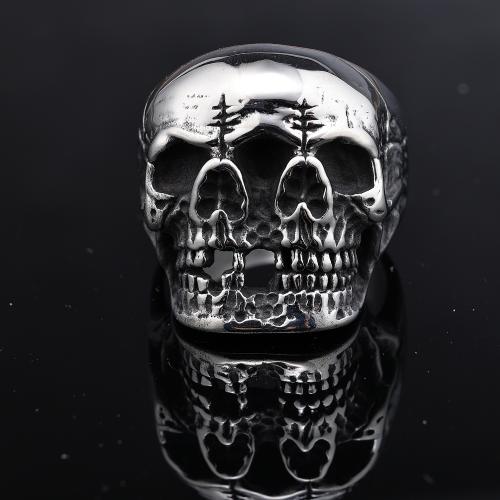 Titanium Steel Finger Ring, Skull, polished, punk style & Unisex original color, US Ring .5 