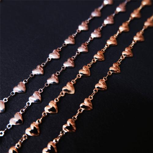 Brass Beading Chains, Iron, Heart, plated, DIY 7mm 
