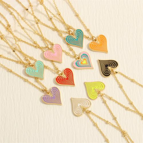 Brass Jewelry Necklace, with 5cm extender chain, Heart, gold color plated, fashion jewelry & for woman & enamel Approx 45 cm 