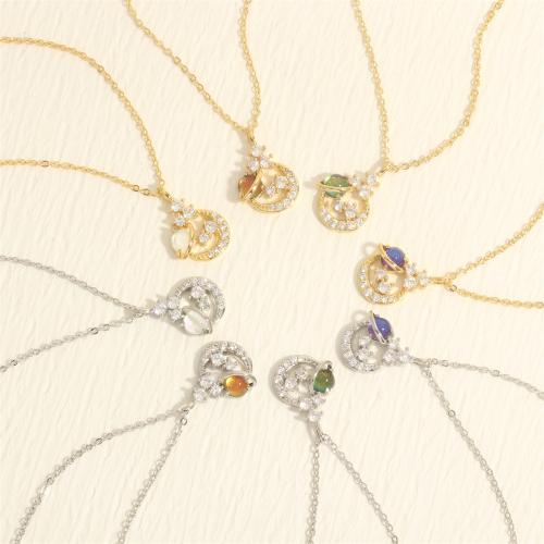 Cubic Zircon Micro Pave Brass Necklace, with Crystal, with 5cm extender chain, plated, fashion jewelry & micro pave cubic zirconia & for woman & hollow Approx 40 cm 