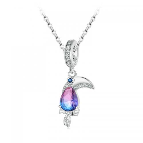 Cubic Zircon Micro Pave Sterling Silver Necklace, 925 Sterling Silver, Bird, fashion jewelry & micro pave cubic zirconia & for woman Approx 45 cm 