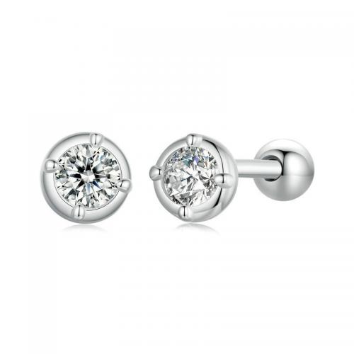 Sterling Silver Stud Earring, 925 Sterling Silver, with Moissanite, fashion jewelry & for woman 