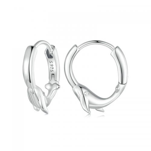 Sterling Silver Huggie Hoop Earring, 925 Sterling Silver, Whale, fashion jewelry & for woman 