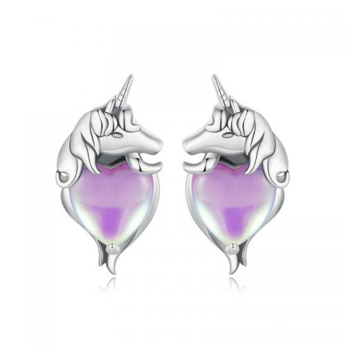 Sterling Silver Stud Earring, 925 Sterling Silver, with Glass, fashion jewelry & for woman 