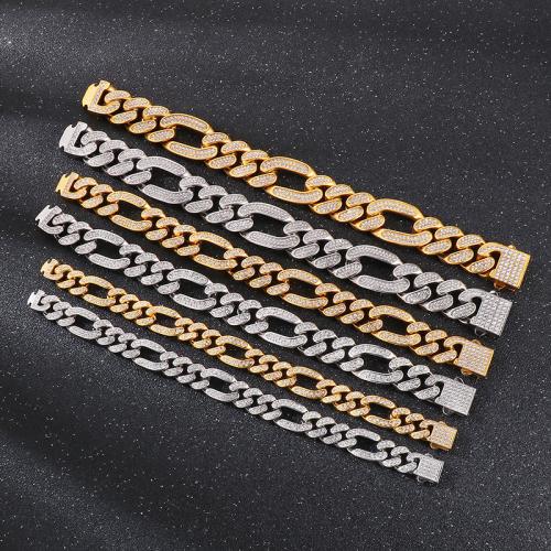 Stainless Steel Chain Bracelets, 304 Stainless Steel  & for man & with rhinestone 
