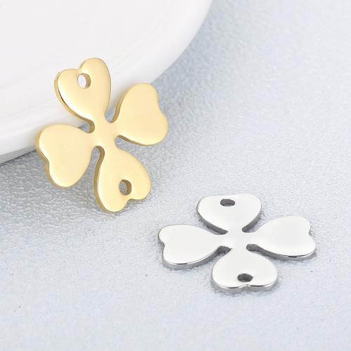 Stainless Steel Charm Connector, 304 Stainless Steel, Four Leaf Clover, plated, DIY & 1/1 loop 17mm 
