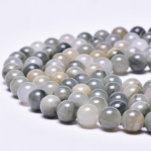 Single Gemstone Beads, Green Grass Stone, Round, DIY mixed colors 