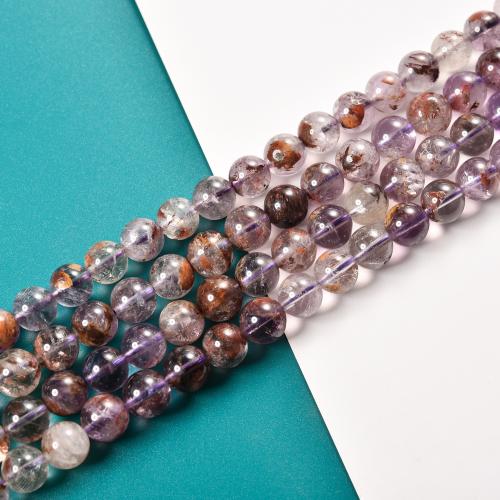 Phantom Quartz Beads, Purple Phantom Quartz, Round & DIY 