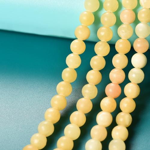 perles en Jade jaune, jaune de jade, Rond, différentes qualités de choix & DIY & normes différentes pour le choix, Jaune, Vendu par brin