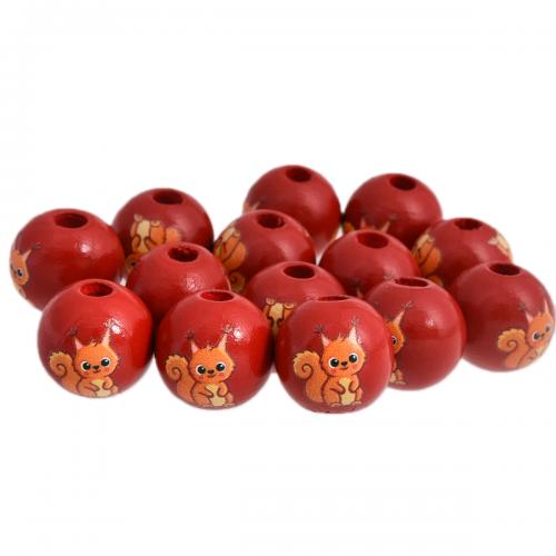 Gefärbtes Holz Perlen, rund, DIY & verschiedene Muster für Wahl, keine, 16mm, Bohrung:ca. 4mm, 10PCs/Tasche, verkauft von Tasche