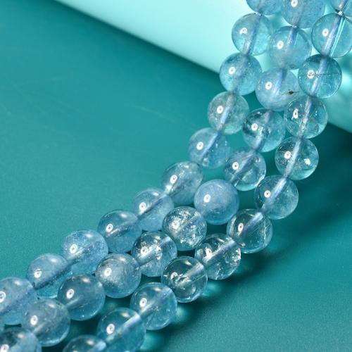 Perles aigue-marine, Rond, DIY & normes différentes pour le choix, bleu, Vendu par brin