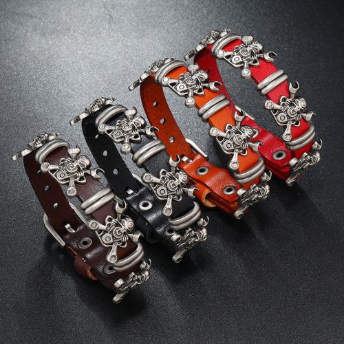 PU Leather Cord Bracelets, Faux Leather, with Zinc Alloy, plated, fashion jewelry & Unisex cm Approx 24 cm 
