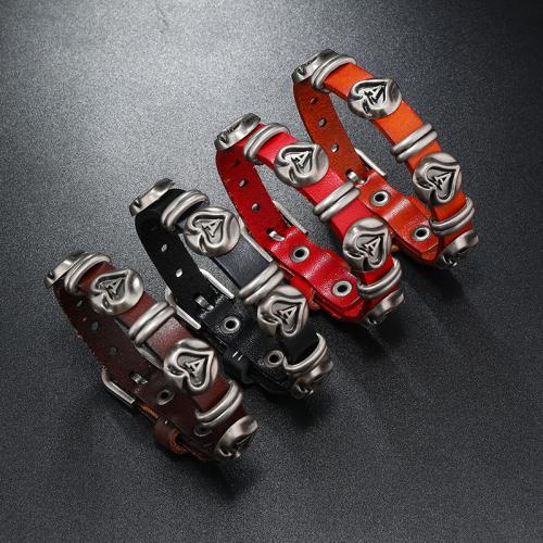 PU Leather Cord Bracelets, Faux Leather, with Zinc Alloy, plated, fashion jewelry & Unisex .5cm Approx 24 cm 