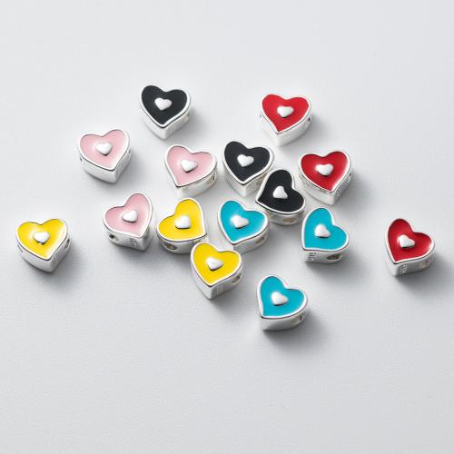 Sterling Silver Spacer Beads, 925 Sterling Silver, Heart, plated, DIY & epoxy gel Approx 1.5mm 