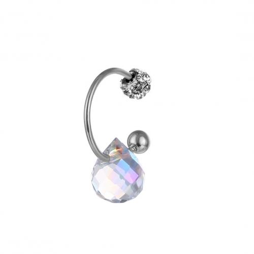 Stainless Steel Ear Piercing Jewelry, 304 Stainless Steel, with Rhinestone, fashion jewelry & Unisex 