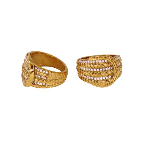 チタン鋼 指輪, ゴールドメッキ, 異なるサイズの選択 & 女性用 & ライン石のある, サイズ:6-7, 売り手 パソコン