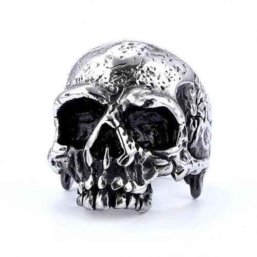 316 Stainless Steel Finger Ring, Skull, plated, vintage & for man US Ring .5 