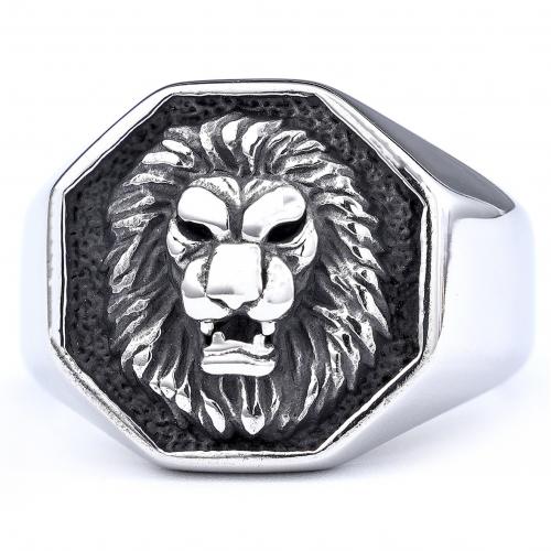 316 Stainless Steel Finger Ring, Lion, plated, vintage & for man & blacken US Ring .5 