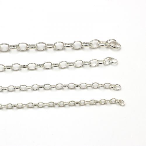Sterling Silver Jewelry Chain, 925 Sterling Silver, polished, DIY & oval chain 