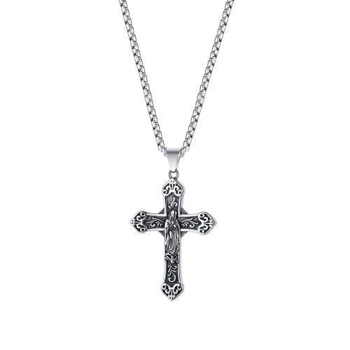 304 Stainless Steel Necklace, Cross, Unisex & blacken 