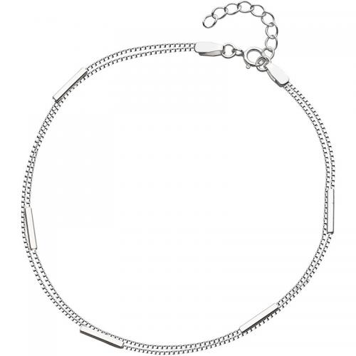 Fashion Jewelry Anklet, 925 Sterling Silver, Korean style & box chain & for woman Approx 8.7-9.6 Inch 