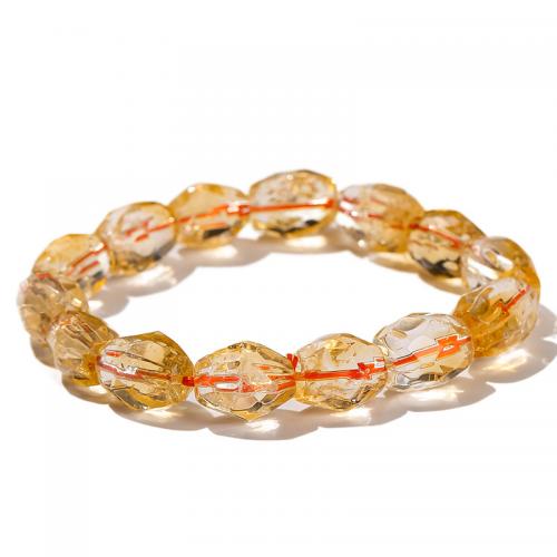Citrine Bracelet, Nuggets, hand polished, for woman & faceted, beads length 8-12mm Approx 6 Inch [