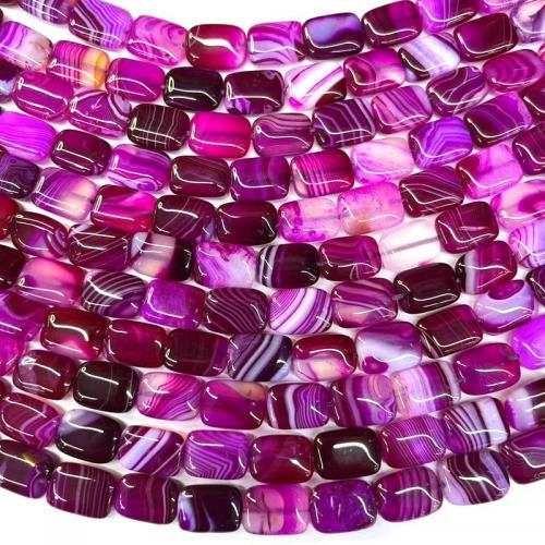 Natürliche Streifen Achat Perlen, Rechteck, poliert, DIY, violett, 10x14mm, Länge:ca. 38 cm, verkauft von Strang