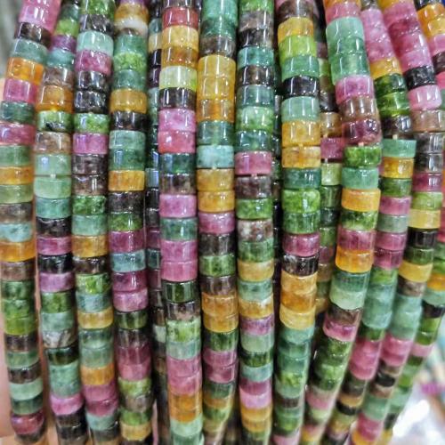 Natural Tourmaline Beads, Flat Round, polished, DIY, mixed colors Approx [