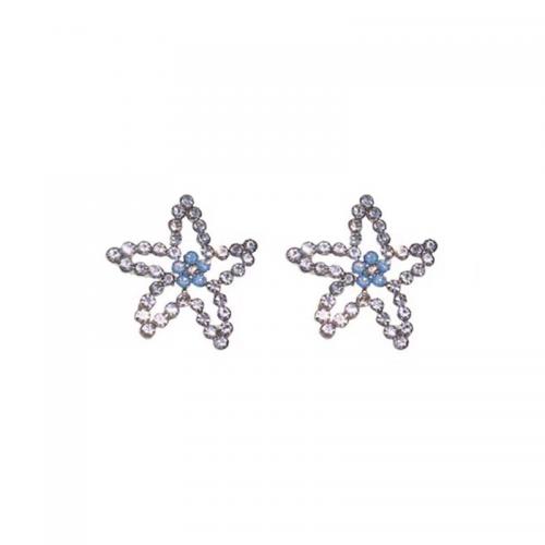 Zinc Alloy Rhinestone Stud Earring, Starfish, fashion jewelry & for woman & with rhinestone 