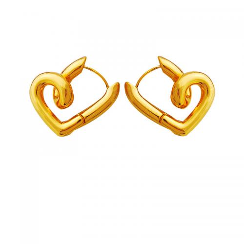 Brass Drop Earring, Heart, gold color plated, fashion jewelry & for woman, golden 