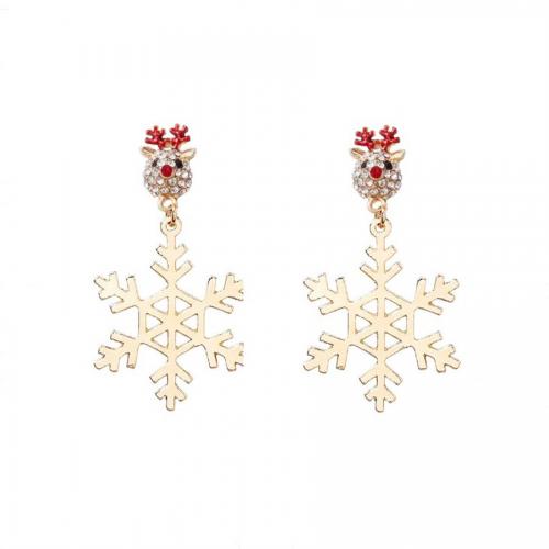 Zinc Alloy Rhinestone Drop Earring, Snowflake, plated, fashion jewelry & for woman & with rhinestone 