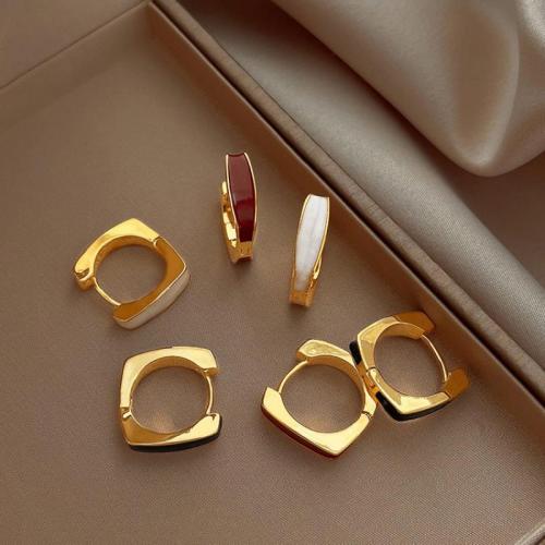 Brass Hoop Earring, fashion jewelry & for woman & enamel 