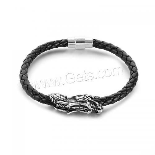 PU Leather Cord Bracelets, with Zinc Alloy, Dragon, fashion jewelry & Unisex, black, 10mm cm 