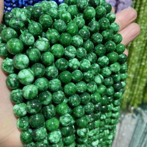Einzelne Edelstein Perlen, Kosmochlor+Jade, rund, DIY & verschiedene Größen vorhanden, grün, verkauft von Strang
