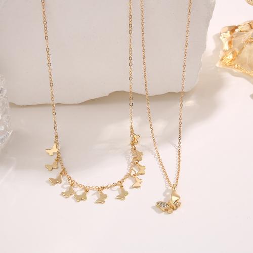 Crystal Zinc Alloy Necklace, with Crystal, with 10.3cm extender chain, Double Layer & fashion jewelry & for woman, golden Approx 48 cm 