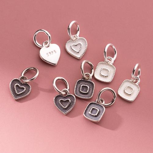 Sterling Silver Heart Pendants, 925 Sterling Silver, Antique finish, DIY [