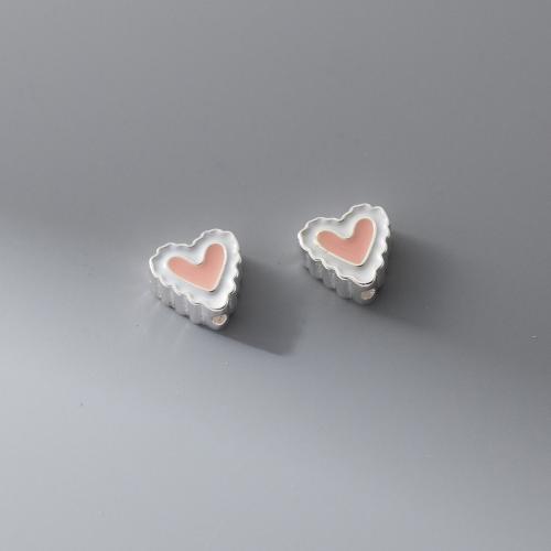 Sterling Silver Spacer Beads, 925 Sterling Silver, Heart, plated, DIY & epoxy gel Approx 1.2mm 