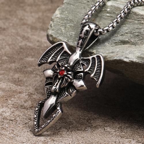 Stainless Steel Jewelry Necklace, 304 Stainless Steel, with Rhinestone, fashion jewelry & for man & with rhinestone Approx 60 cm 