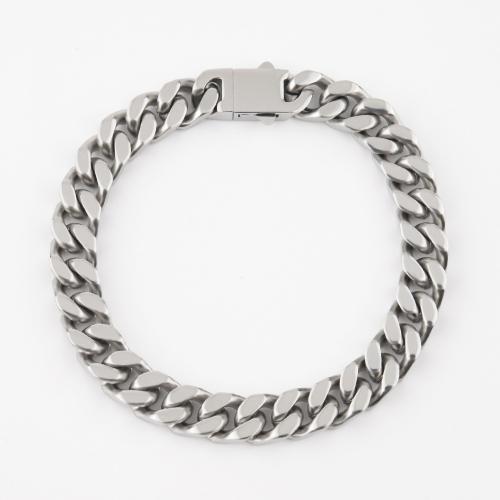 Stainless Steel Chain Bracelets, 304 Stainless Steel, polished, fashion jewelry & for man, original color Approx 21 cm 