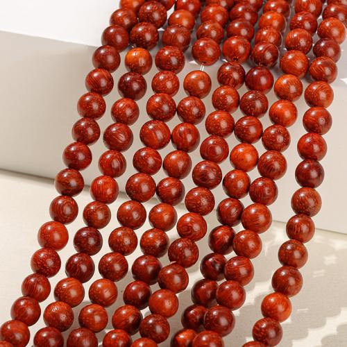 DIY buddhistische Perlen, Padauk, rund, poliert, verschiedene Größen vorhanden, verkauft von Strang