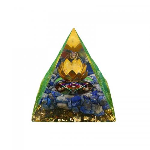 Synthetic Resin Pyramid Decoration, with Lapis Lazuli, Pyramidal 