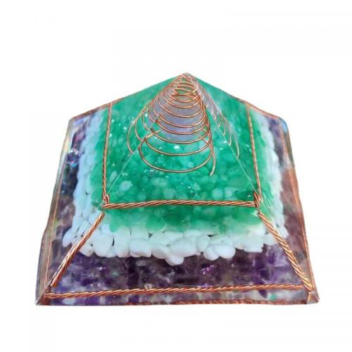 Resina sintética Decoración Pirámide, con Piedras preciosas, engomada de gota, 100x100x65mm, Vendido por UD