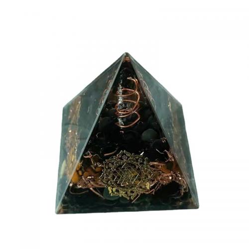 Resina sintética Decoración Pirámide, con Obsidiana & Cuarzo natural, engomada de gota, diverso tamaño para la opción, Vendido por UD