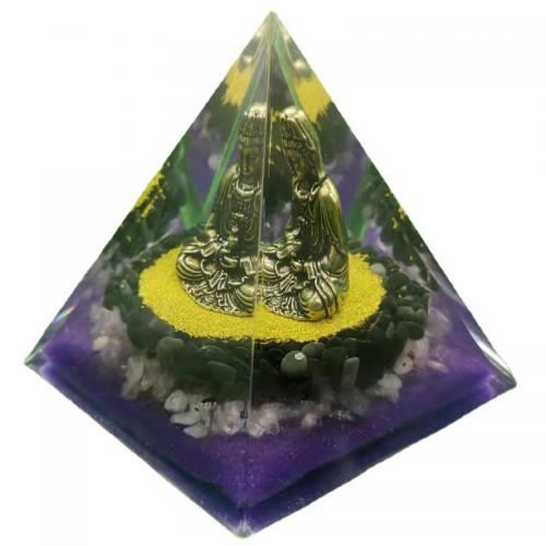 Акрил Пирамида украшения, с Полудрагоценный камень, пирамида, эпоксидная смола, разный размер для выбора, продается PC